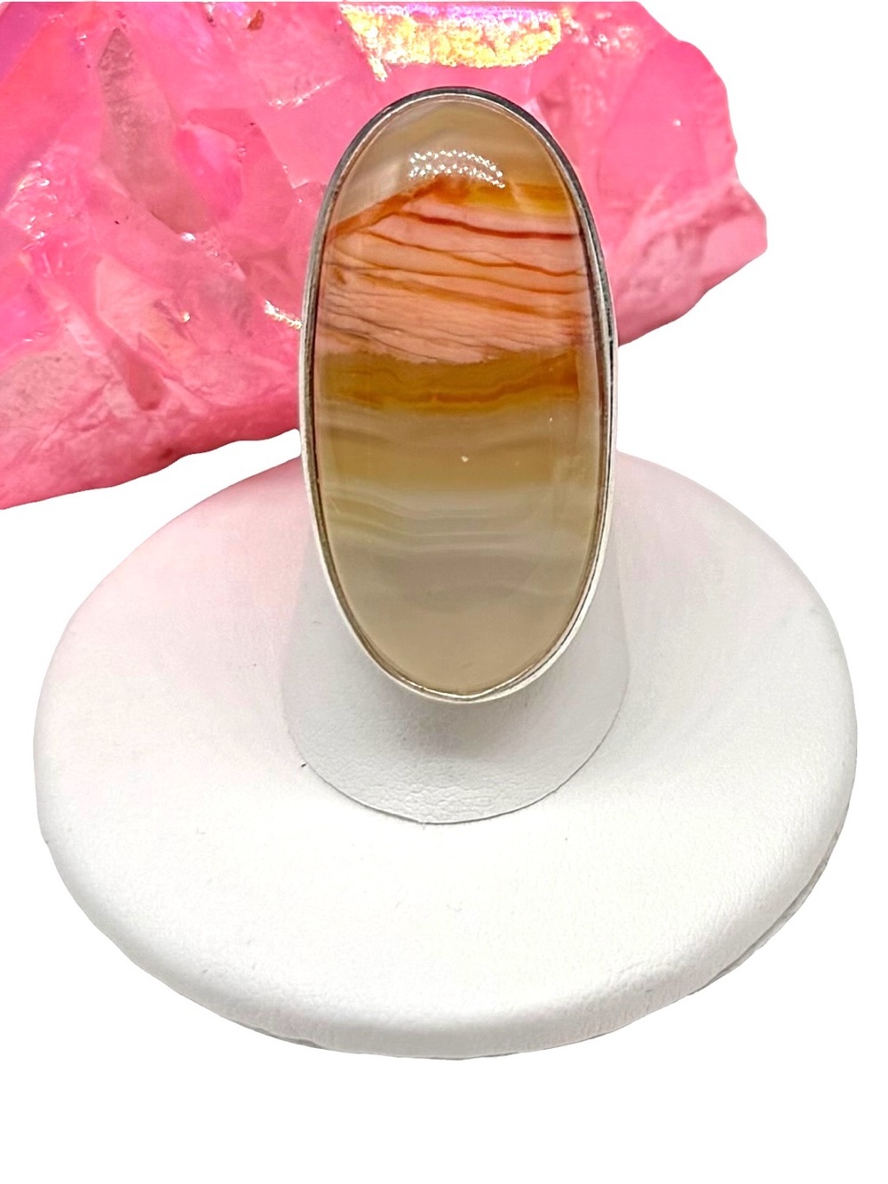 Sardonyx Ring Size 6 925 Sterling Silver Overlay Orange Oval Stone Chunky